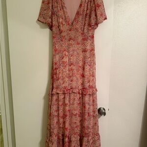 Shop Henly Floral Pink V-Neck Maxi Dress